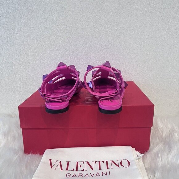 Valentino Garavani Roman Stud Ankle Strap Mule Vlogo Rockstud Cage Flat 36.5/ 38 - Picture 10 of 12